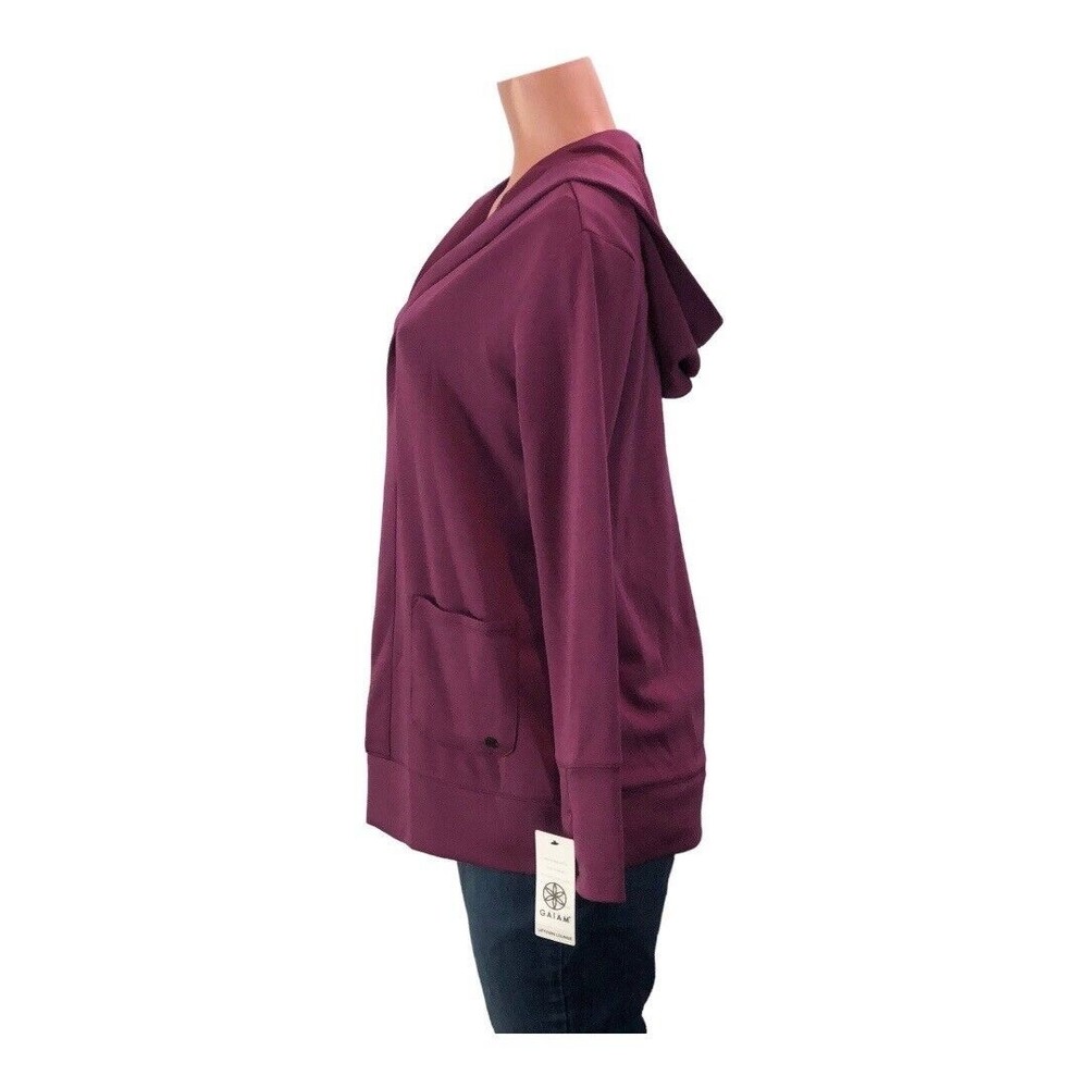 Gaian Small Women Cardigan, Sweater Hoodie 2 Pocket Purple Yoga Activewear NWT - Picture 8 of 16